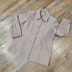 Damart Womens Size 18 Gray Beige Taupe Pea Coat Warm Lined Jacket Well Made